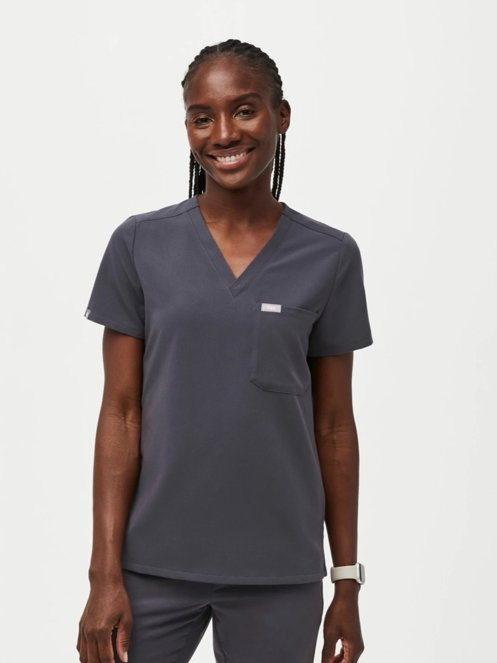 FIGS Women’s Charcoal Gray Scrubs - S Catarina Top & MP Zamora Jogger Pants - Picture 4 of 5